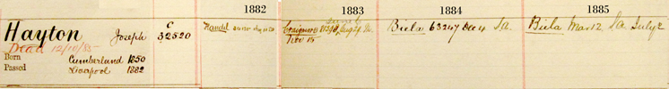 Captain's Register 1880-85 Joseph Hayton